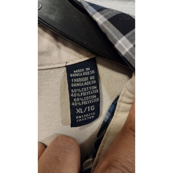 Wrangler Authentics Blue and Black Plaid short sleeve button down - Picture 3 of 6